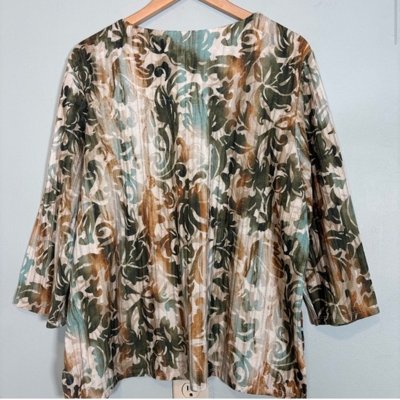 Alfred Dunner Copper Canyon Print Top Blouse-Brown/Green-Women Size XL - Picture 4 of 4